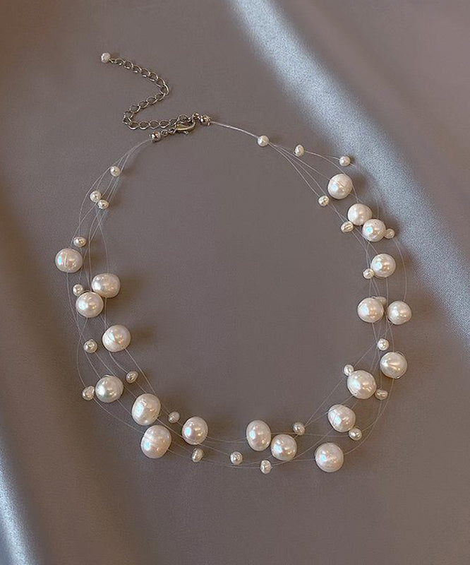 Style White Stainless Steel Pearl Princess Necklace Ya002