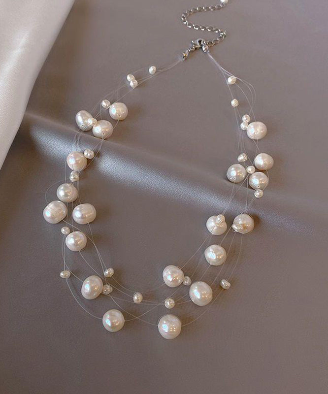 Style White Stainless Steel Pearl Princess Necklace Ya002
