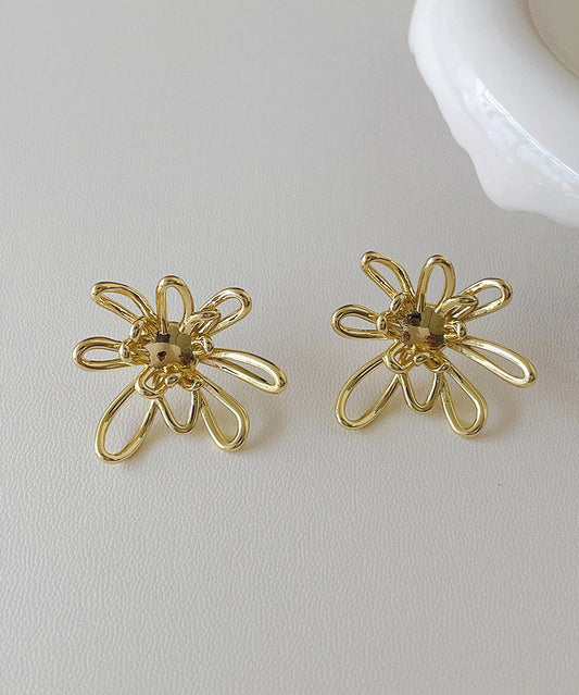 Stylish Gold Metal Alloy Hollow Out Stud Earrings