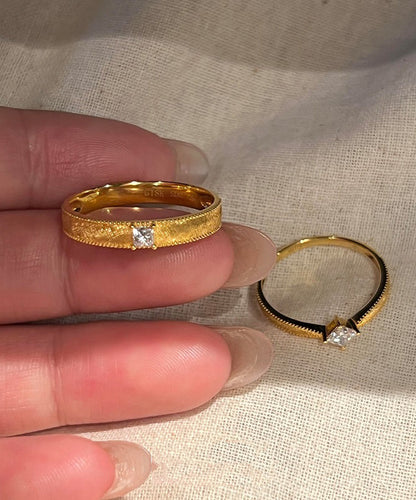 Stylish Gold Sterling Silver Overgild Zircon Wedding Rings