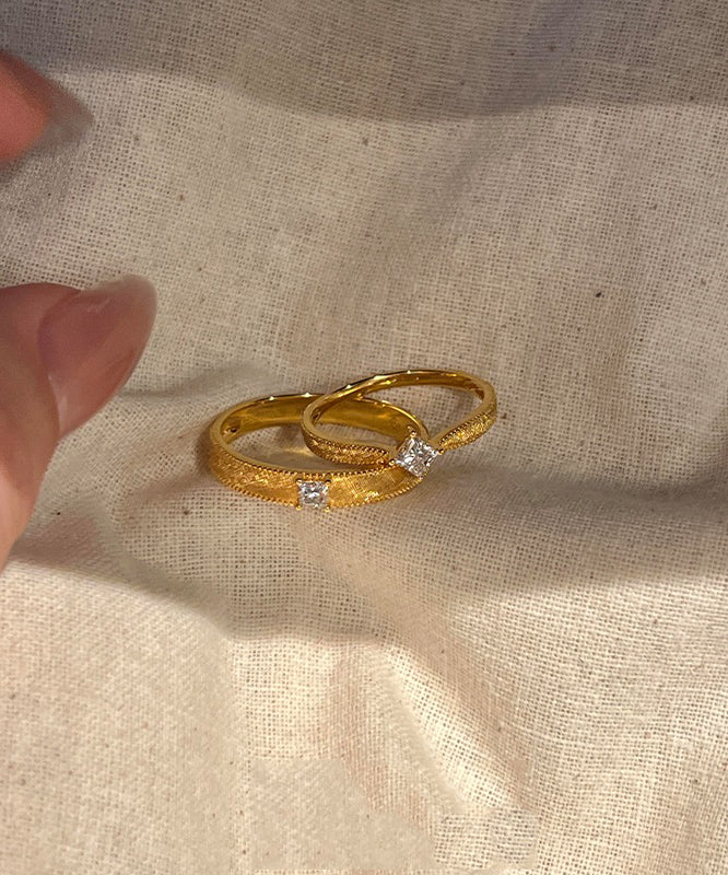 Stylish Gold Sterling Silver Overgild Zircon Wedding Rings
