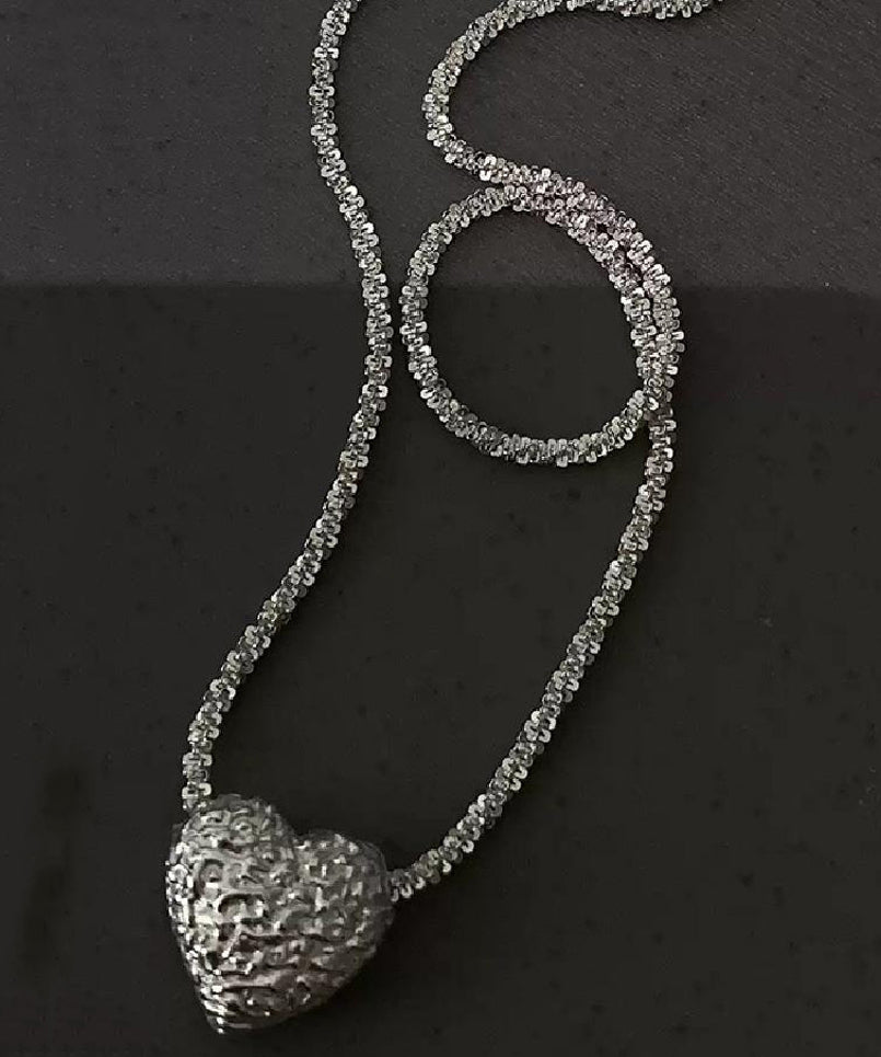 Stylish White Sterling Silver Chain Love Pendant Necklace Po006