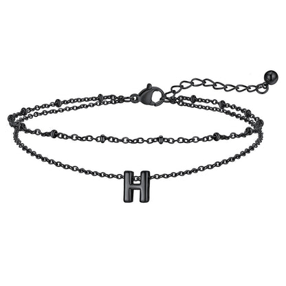 Dainty A-z Initial Layered Ankle Bracelet for Mom