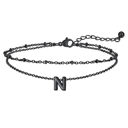 Dainty A-z Initial Layered Ankle Bracelet for Mom