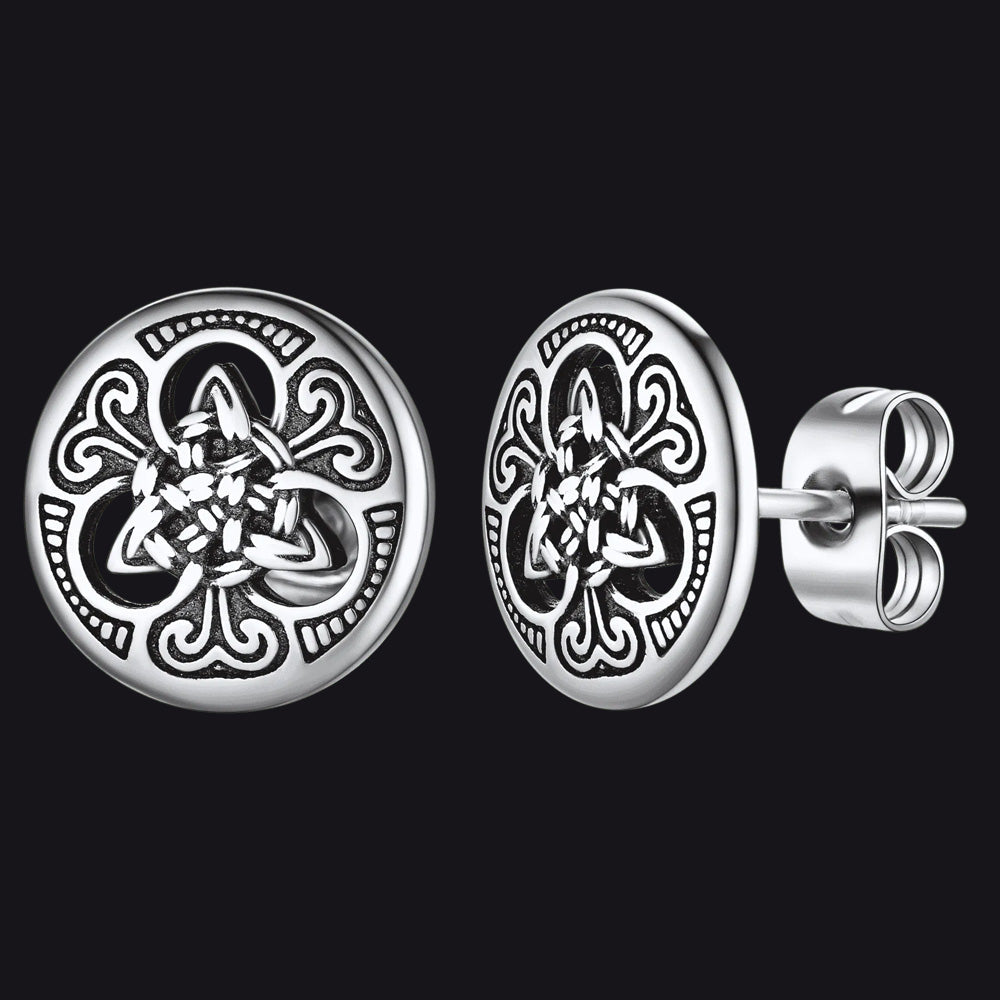 Round Irish Celtic Knot Stud Earrings for