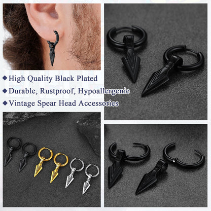 Viking Earrings for ��� Arrowhead Spear Gungnir Drop Hoop Earrings