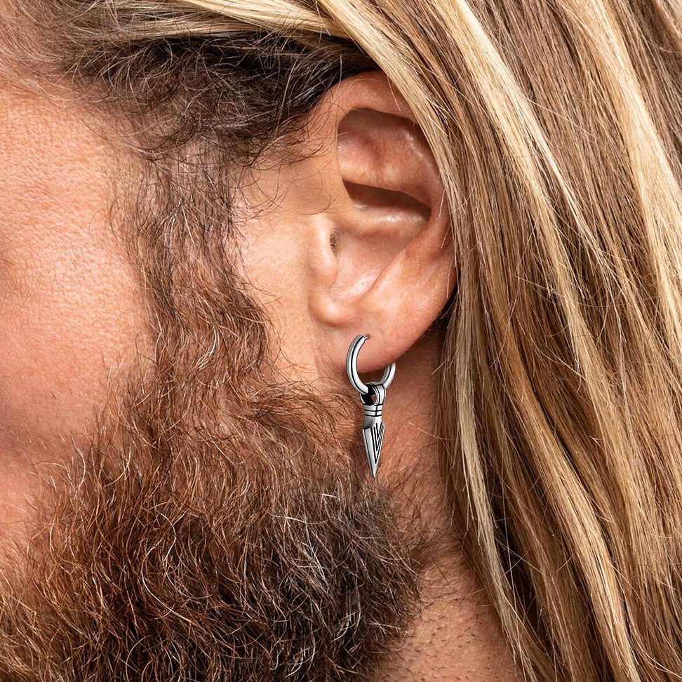 Viking Earrings for ��� Arrowhead Spear Gungnir Drop Hoop Earrings