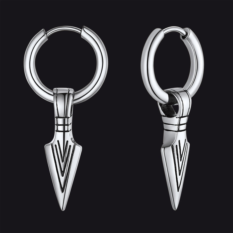Viking Earrings for ��� Arrowhead Spear Gungnir Drop Hoop Earrings