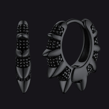 Punk Spikes and Rivets Huggie Hoop Earrings Piercing for