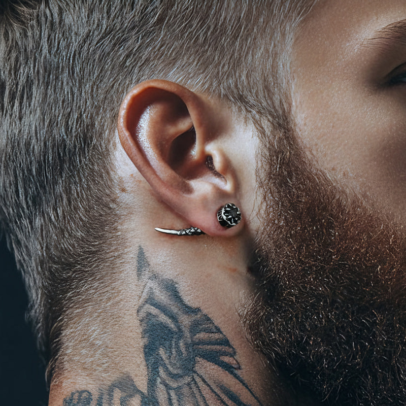 Viking Rune Fang Stud Earrings for ��� Nordic Star Cz Earrings