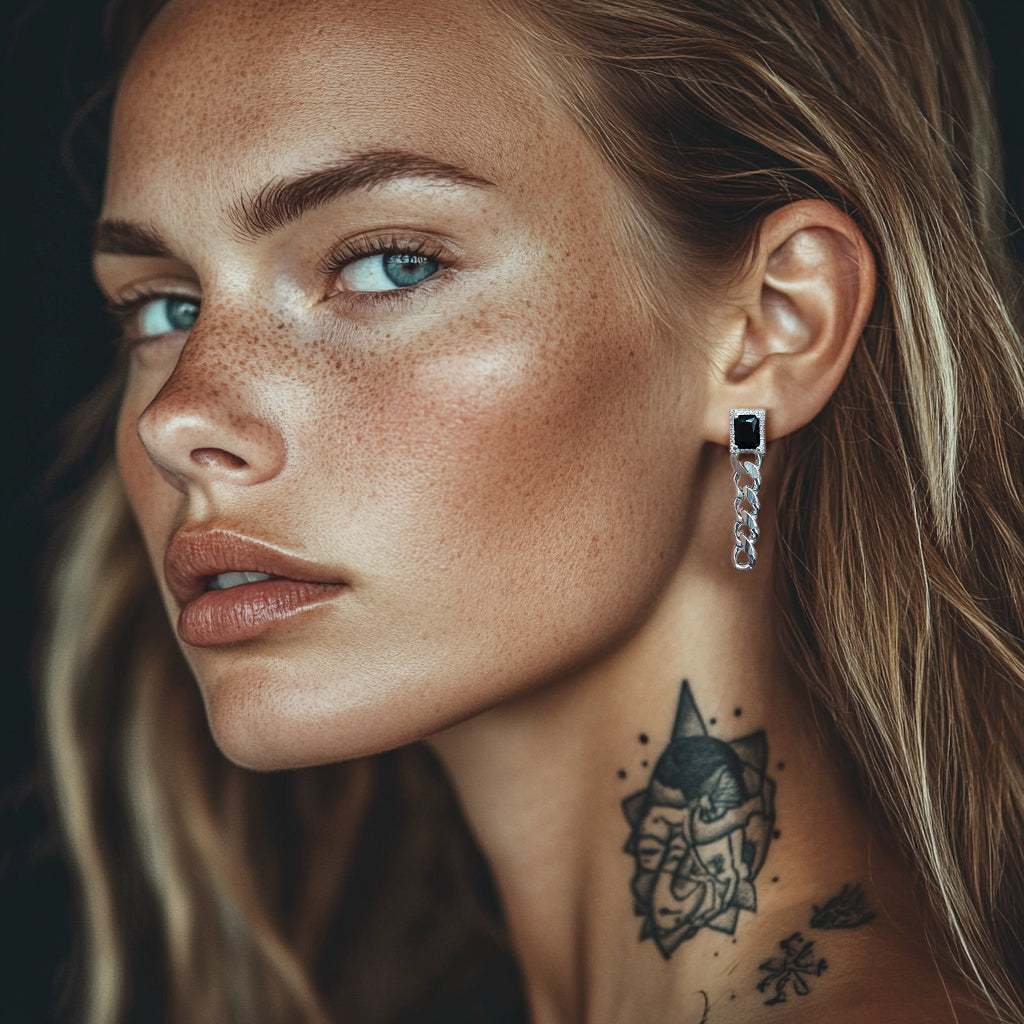 Couple Cubic Zirconia Chain Dangle Earrings Set for