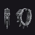 Gothic Skull Rivet Hoop Earrings for Halloween Gift