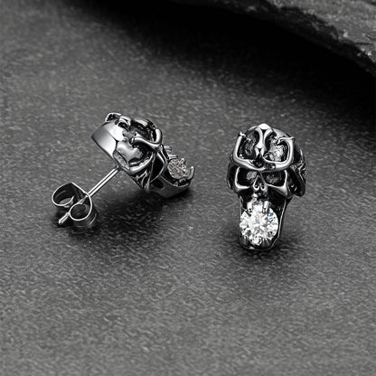 Halloween Punk Diamond Skull Earrings for in Stainless Steel