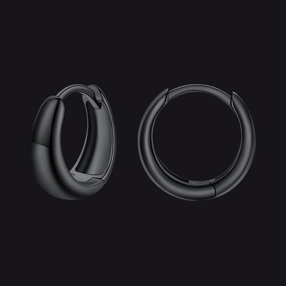 Simple Sterling Silver Thick Huggie Hoop Earrings for