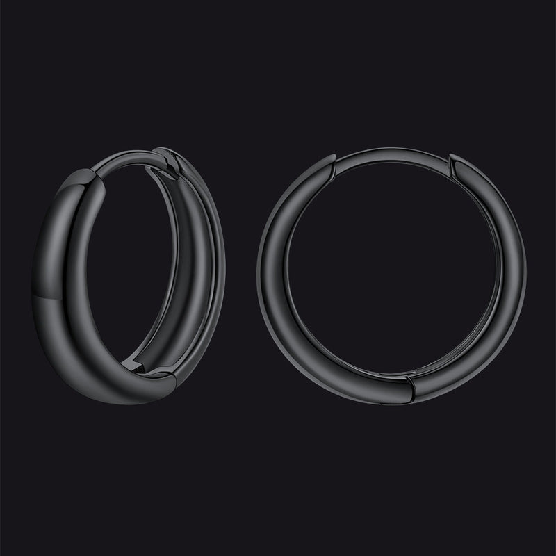 Simple Sterling Silver Thick Huggie Hoop Earrings for