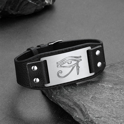 Egyptian Horus Eye Leather Bracelet Wristband for Son