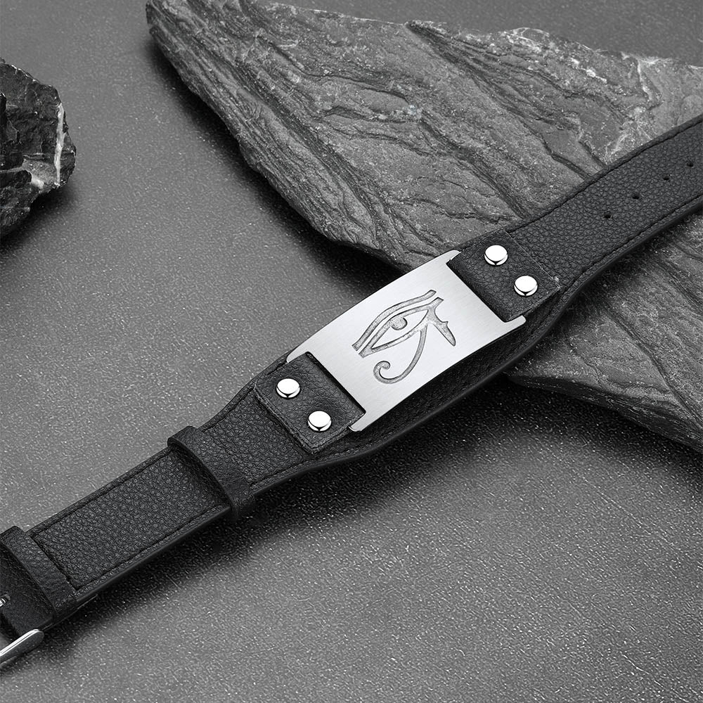 Egyptian Horus Eye Leather Bracelet Wristband for Son