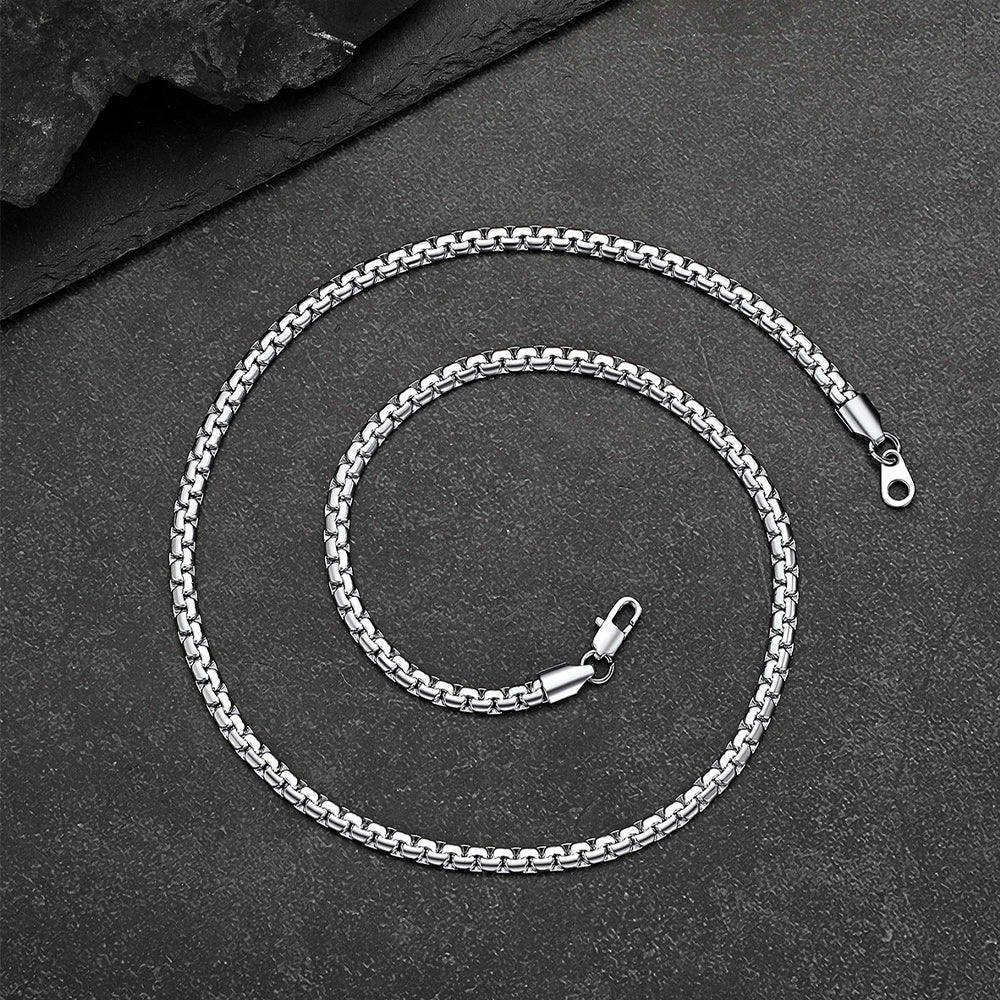 Flat Box Chain & Jesus Cross Layered Necklaces Set for