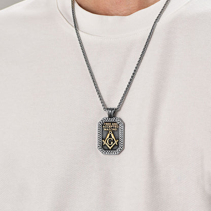 Engraved Freemason Masonic Dog Tag Necklace for