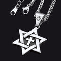Jewish Star of David With Cross Necklace for