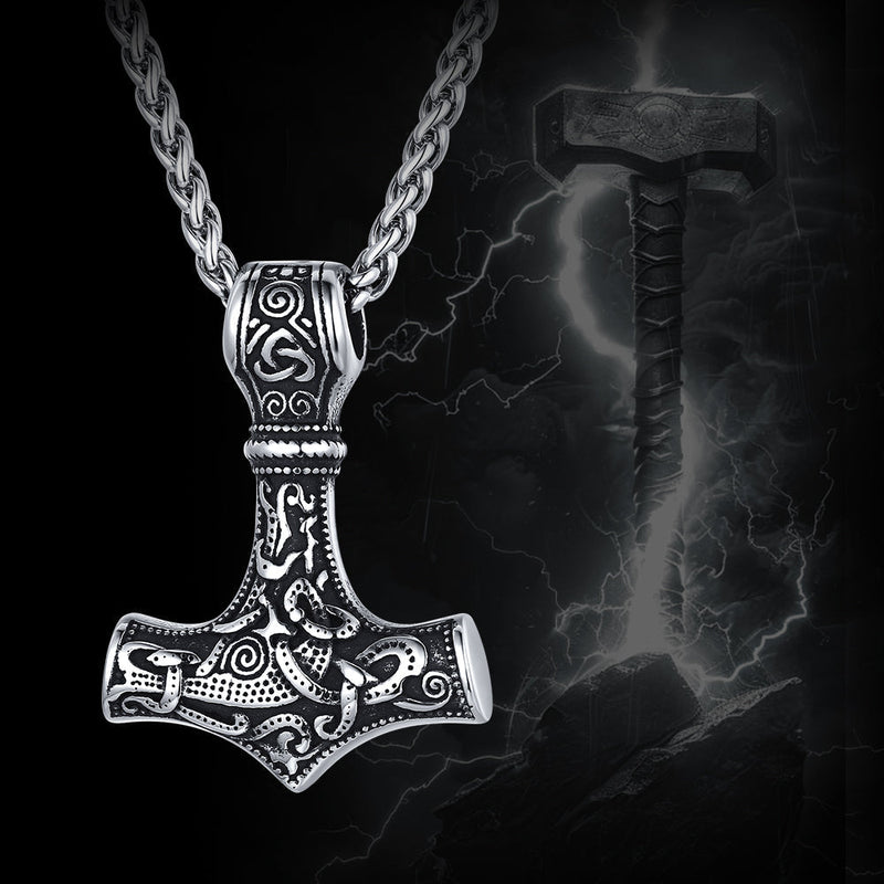Norse Viking Thor's Hammer Necklace Mjolnir Pendant for
