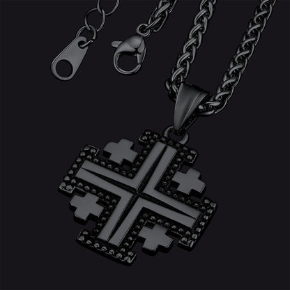 Religious Jerusalem Cross Necklace Stainless Steel