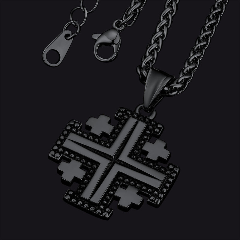 Religious Jerusalem Cross Necklace Stainless Steel