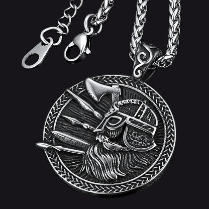 Norse Viking Odin Warrior Pendant Necklace for