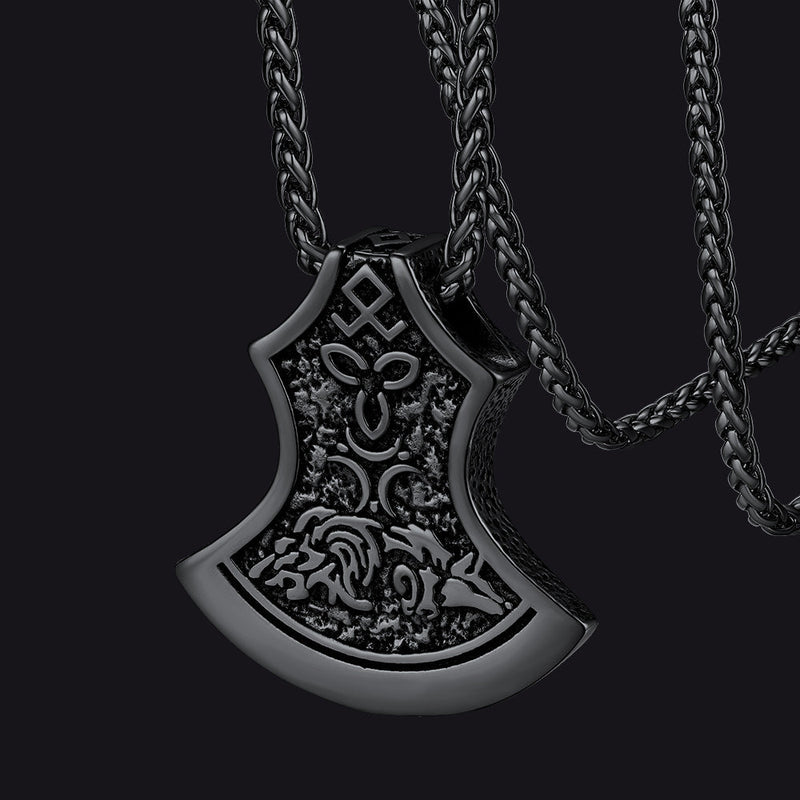 Flash Battle Axe Viking Celtic Knot Necklace for