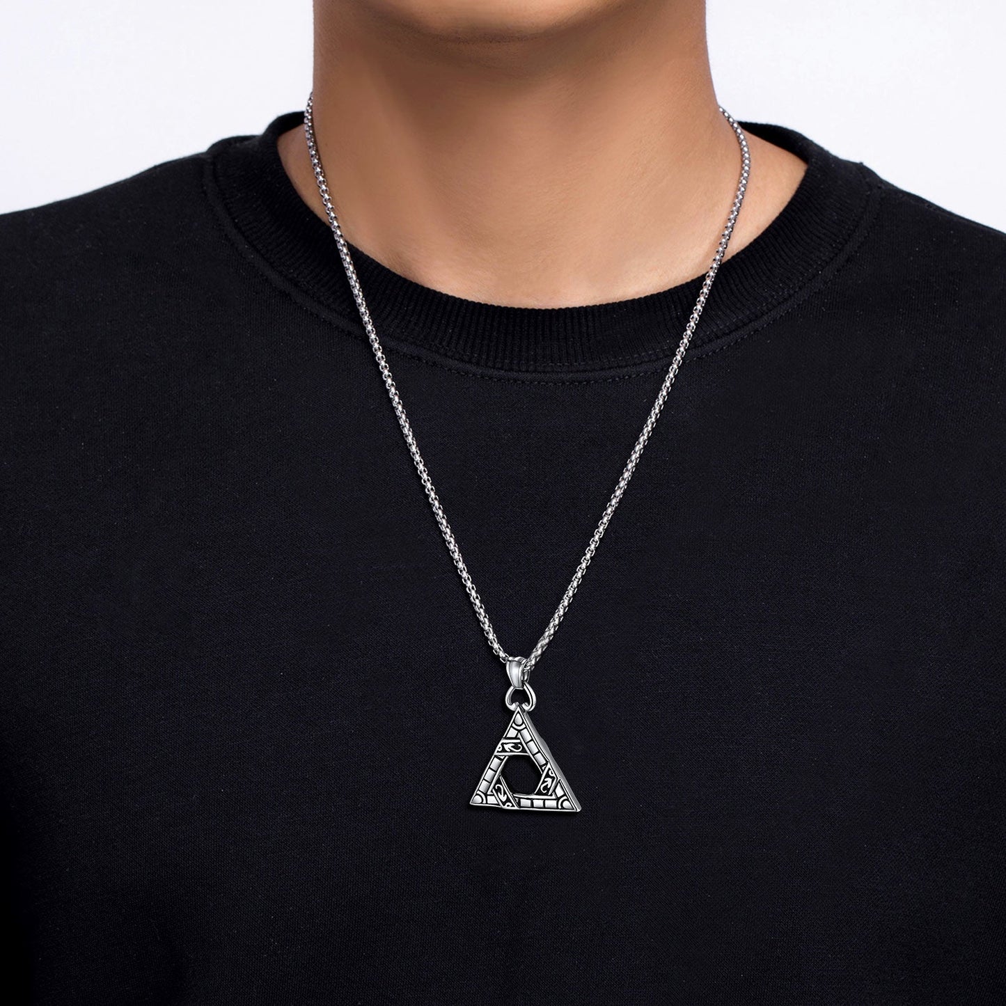 Flash Gothic Triangle Necklace Pendant Necklace for Man