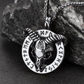 Baphomet Satanic Goat Necklace With Viking Runes for