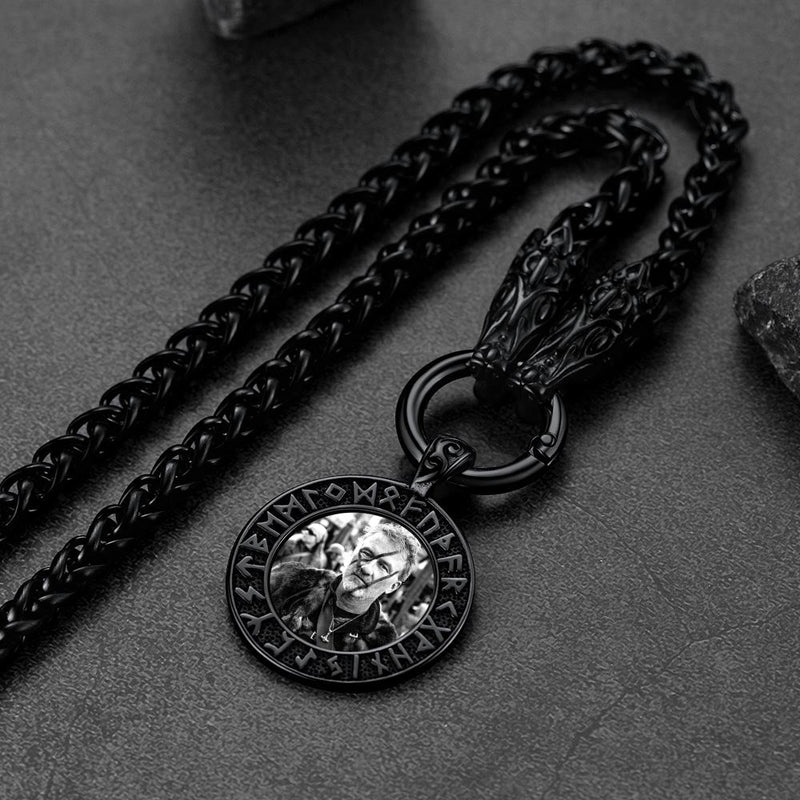 Personalized Viking Picture Necklace With Wolf King Chain