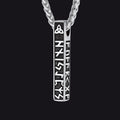 Engraved Viking Runes Bar Necklace Pendant Jewelry for