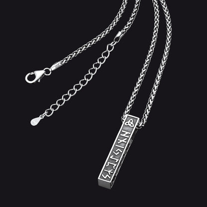 Engraved Viking Runes Bar Necklace Pendant Jewelry for