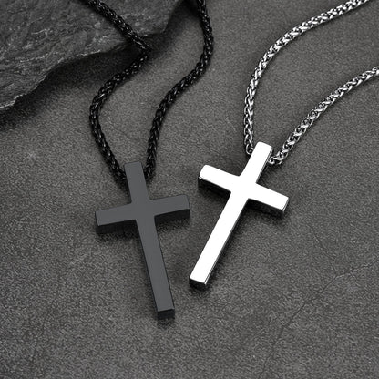 Christian Engraved Plain Cross Necklace Pendant for