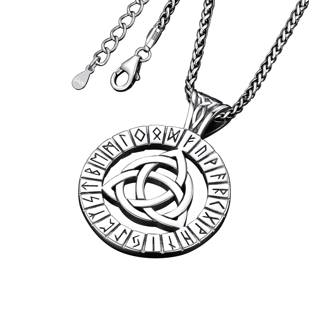 Celtic Knot Necklace With Viking Runes for