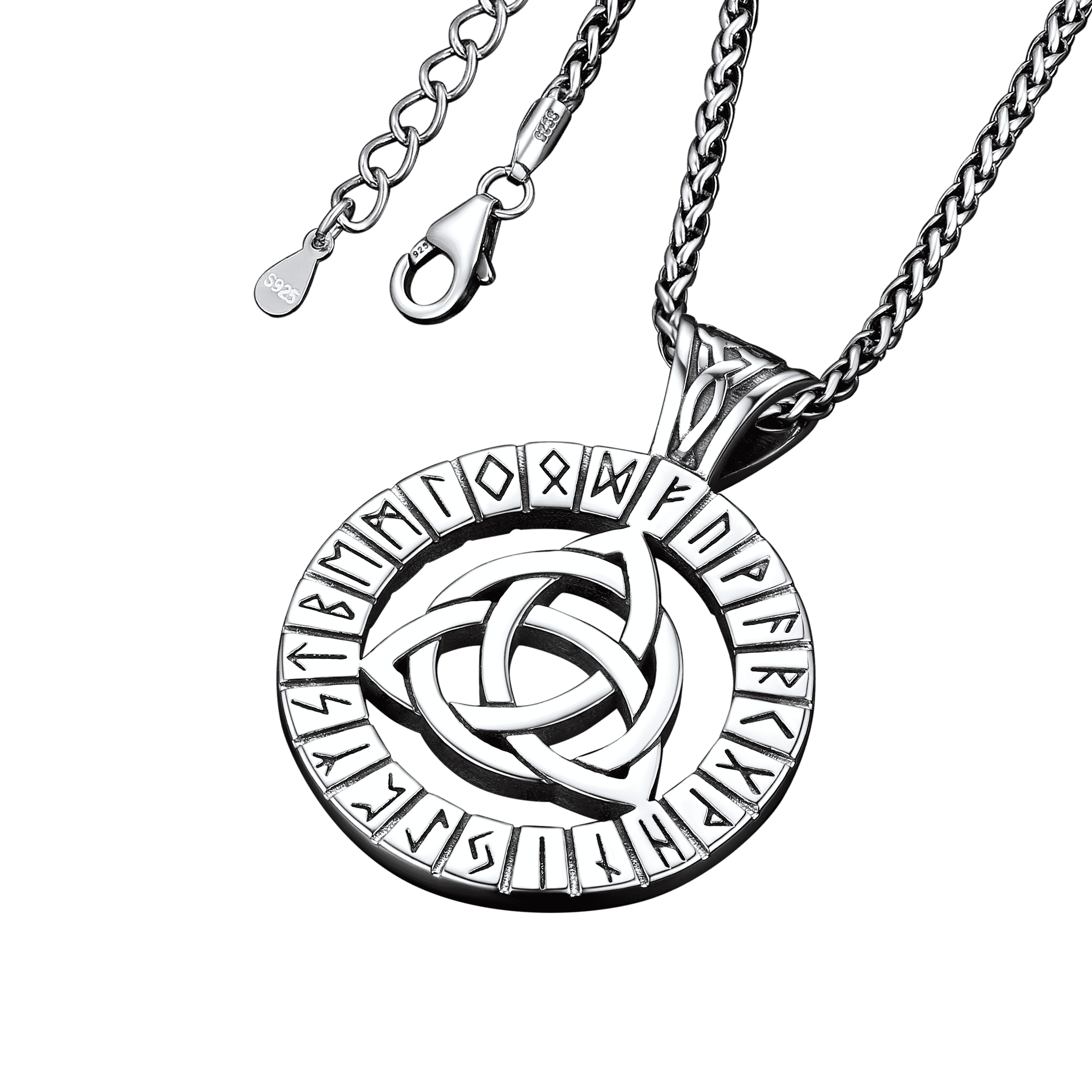 Celtic Knot Necklace With Viking Runes for