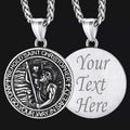 Engraved Saint Christopher Medal Pendant Necklace for