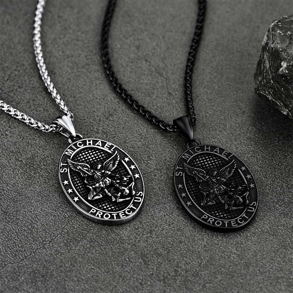 Oval Archangel Saint Michael Necklace Medal