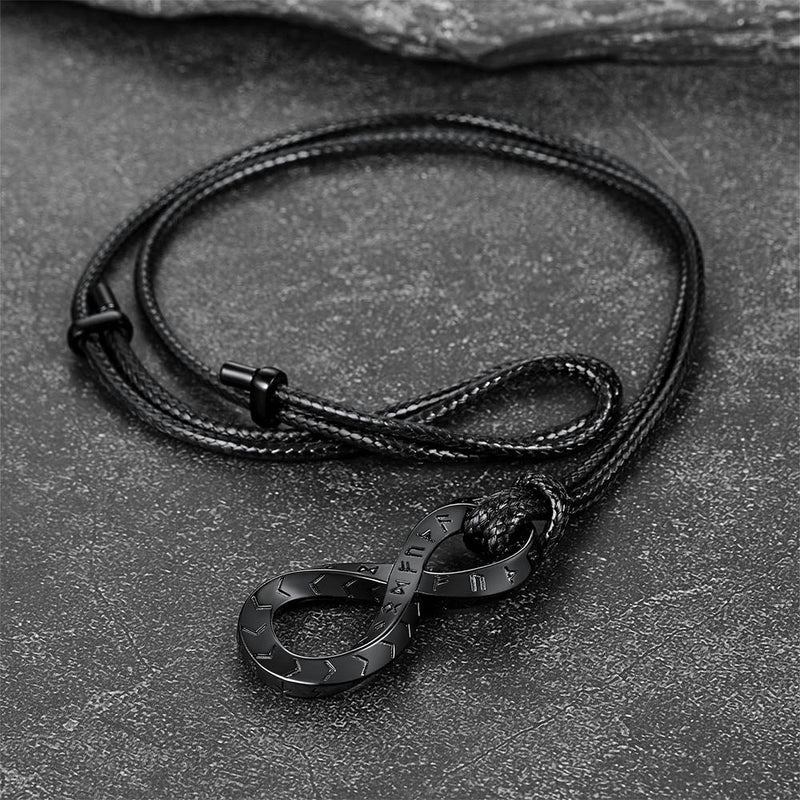 Viking Mobius Infinity Necklace Adjustable Leather Chain for