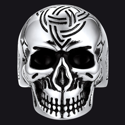 Gothic Skull Ring for With Viking Celtic Triquetra