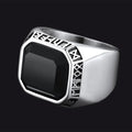Customized Black Onyx Ring With Viking Runes for
