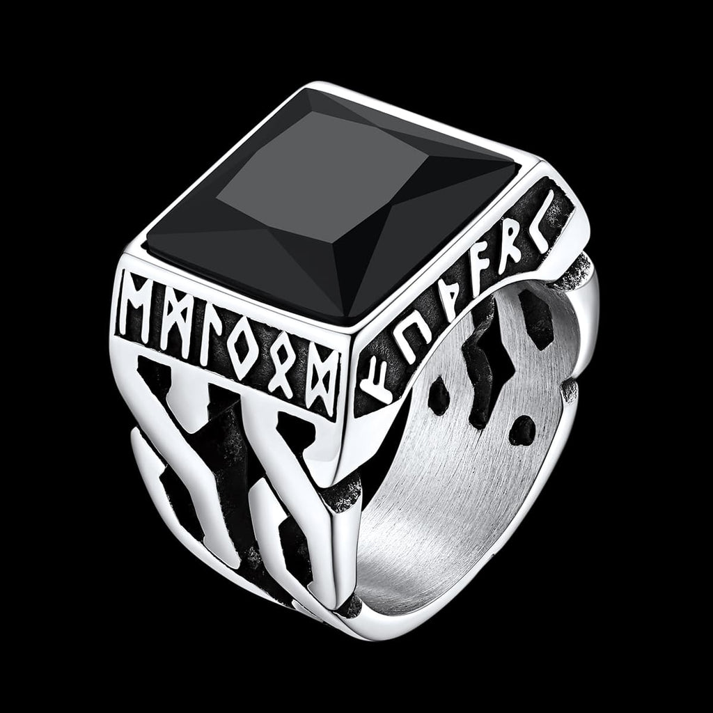 Custom Celtic Gemstone Ring With Runes for