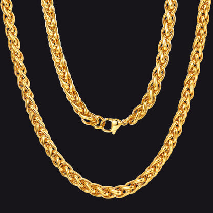 Spiga Wheat Chain Stainless Steel Link Necklace for
