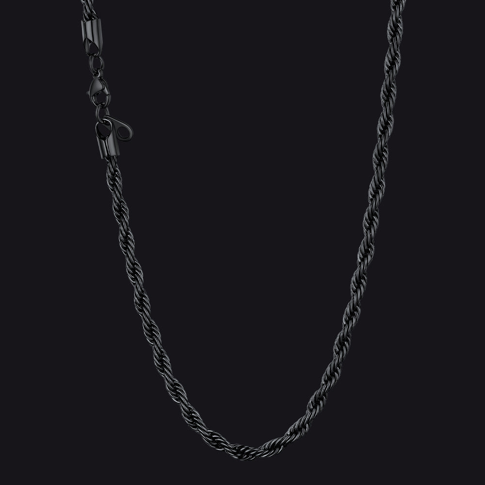 Twisted Rope Link Chain Stainless Steel Necklace for
