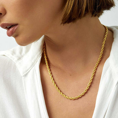Twisted Rope Link Chain Stainless Steel Necklace for