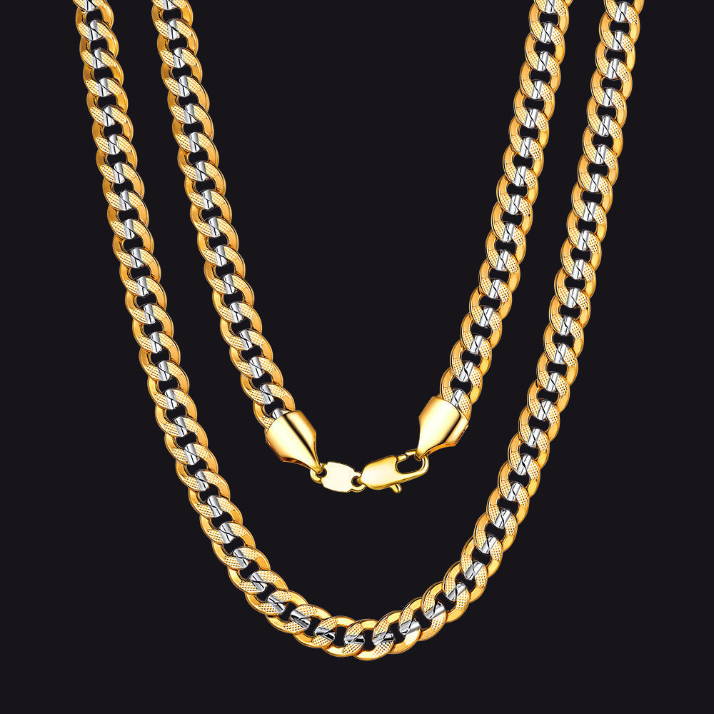 Two-tone Cuban Chain Necklace for , 6mm/10mm Width