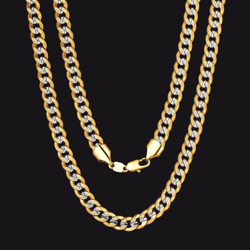 Two-tone Cuban Chain Necklace for , 6mm/10mm Width
