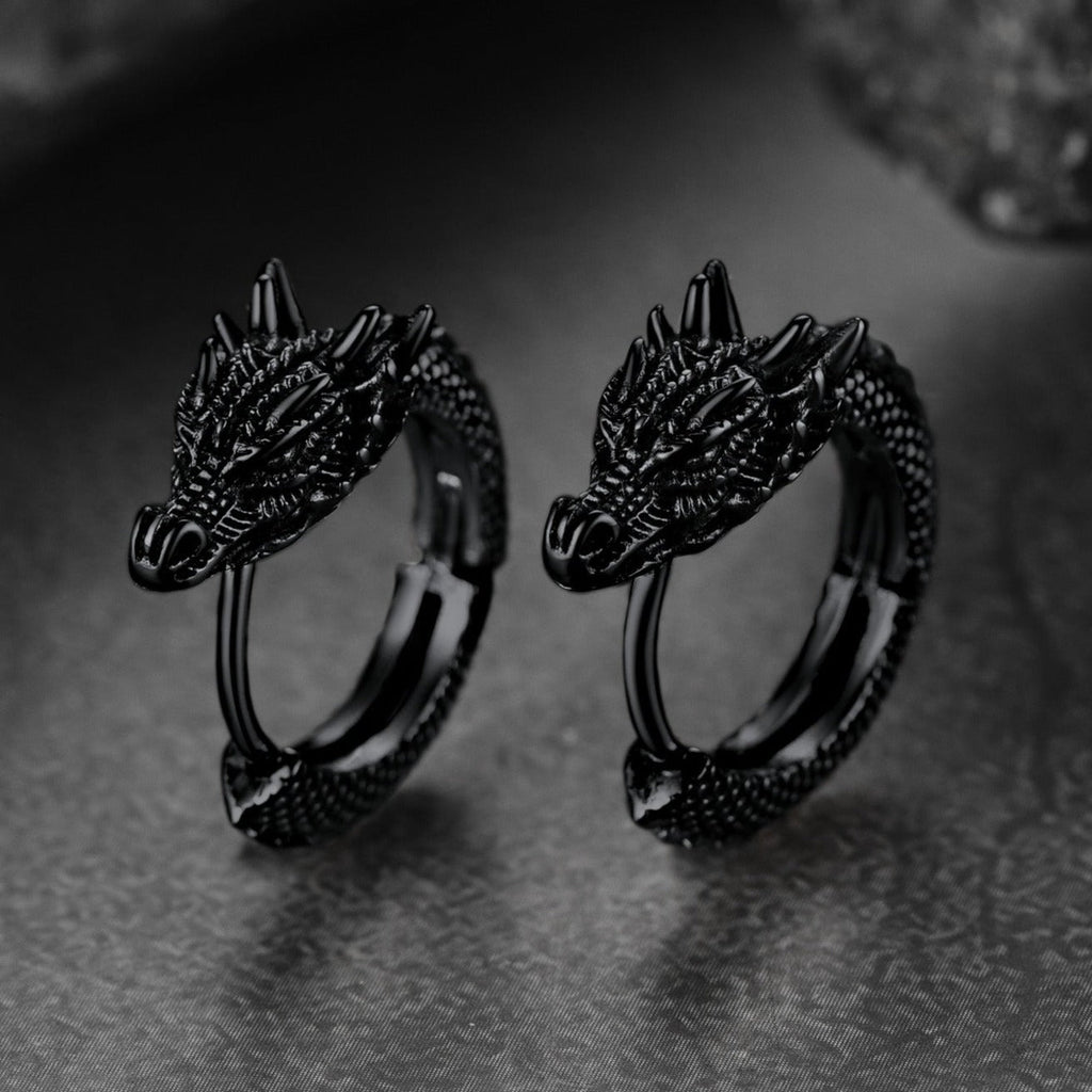 Punk Small Dragon Hoop Earrings for