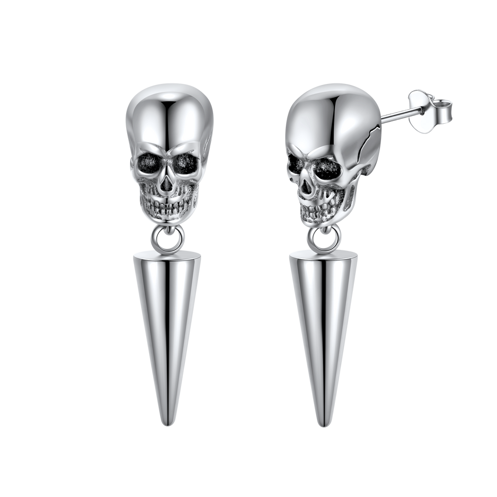 Flash Punk Spike Skull Earrings for